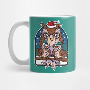 Christmas Owls Cartoon Mug